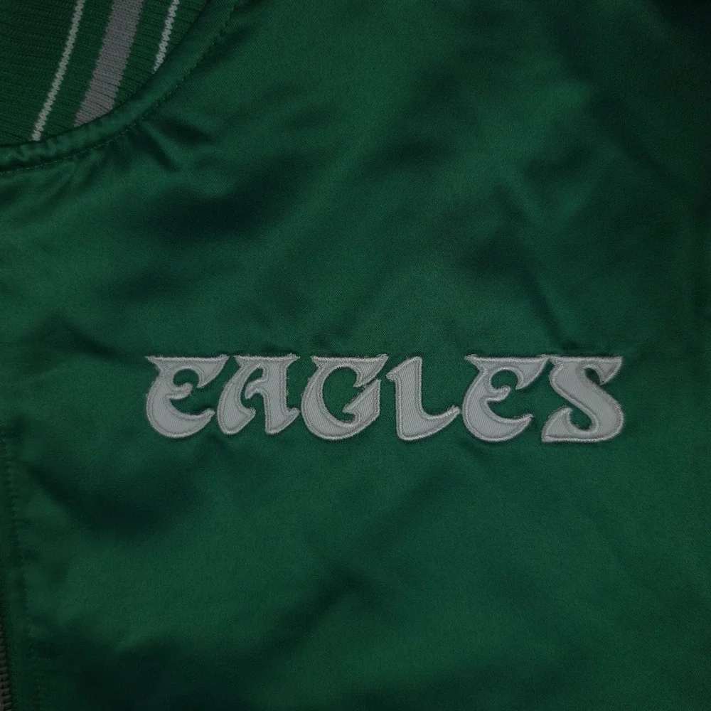 Philadelphia Eagles Mitchell & Ness NFL Large Satin Jacket Green Gray NWT